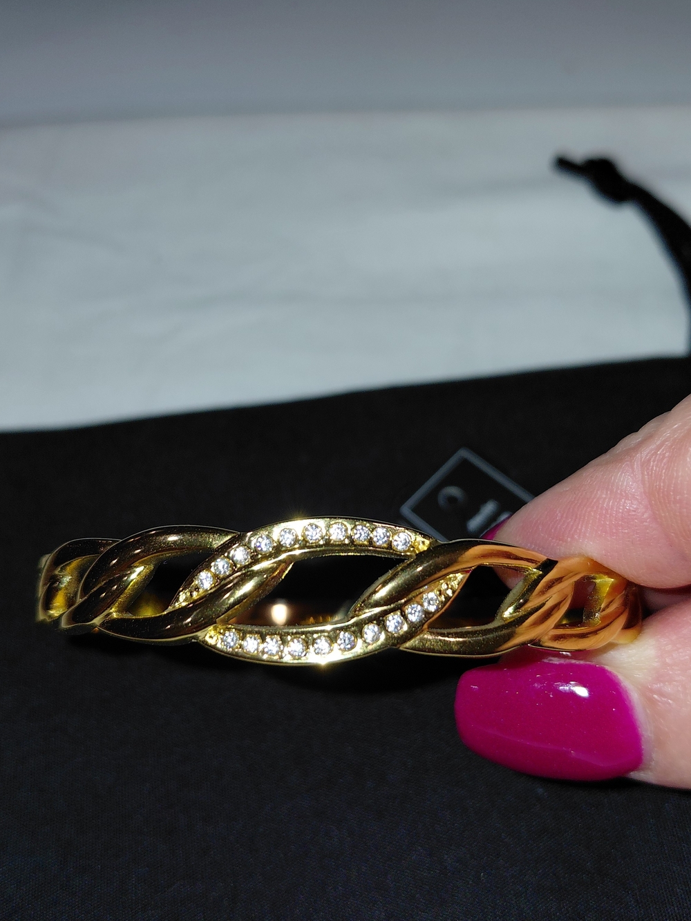NWT Talidara Gold Tone Twisted Cable Statement Infinity Crystal Accent Bracelet